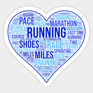 Running Heart Blue Sticker